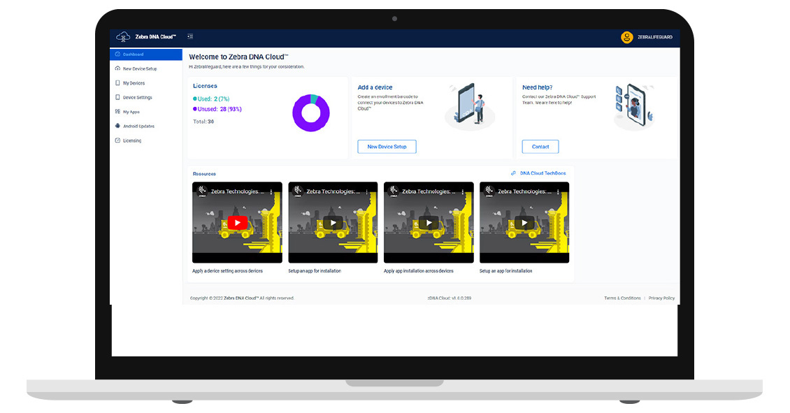 zebra dna cloud on laptop